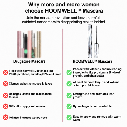 HOOMWELL™ Waterproof Fibre Mascara💧  – Volume & Length without Clumping for Dramatic Moments