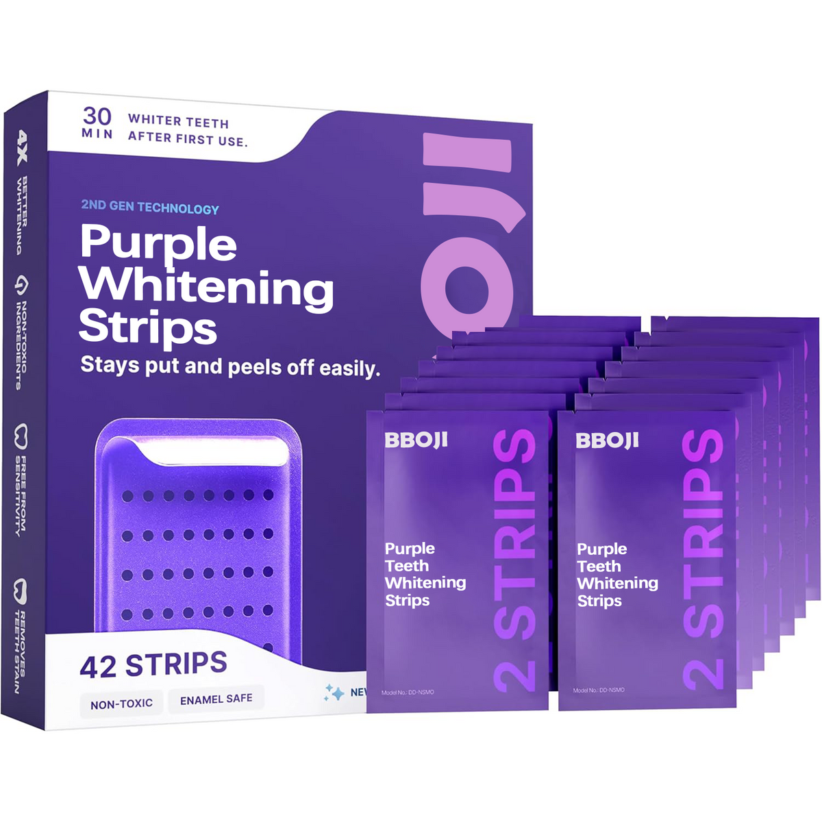 Purple teeth whitening strips package