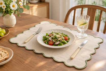 Scalloped Edge Cotton Linen Placemats