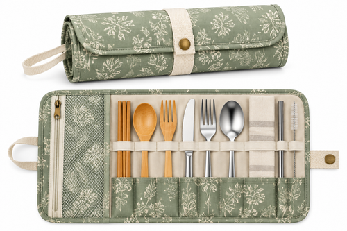 Water-Resistant Portable Utensil Roll Bag
