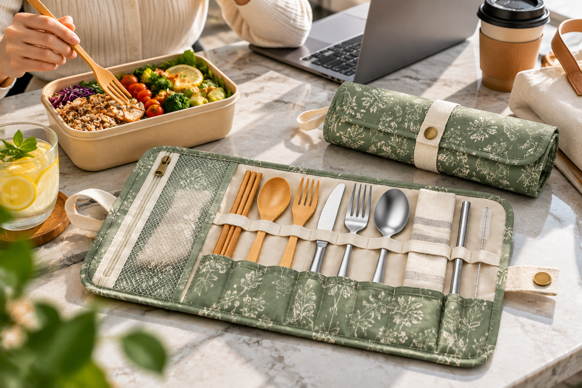 Water-Resistant Portable Utensil Roll Bag