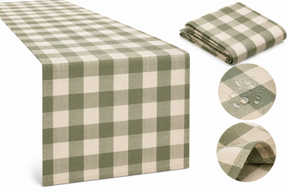 Vintage Plaid Water-Resistant Table Runner