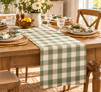 Vintage Plaid Water-Resistant Table Runner