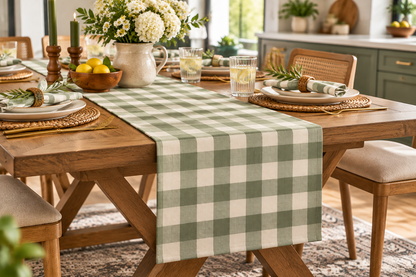 Vintage Plaid Water-Resistant Table Runner